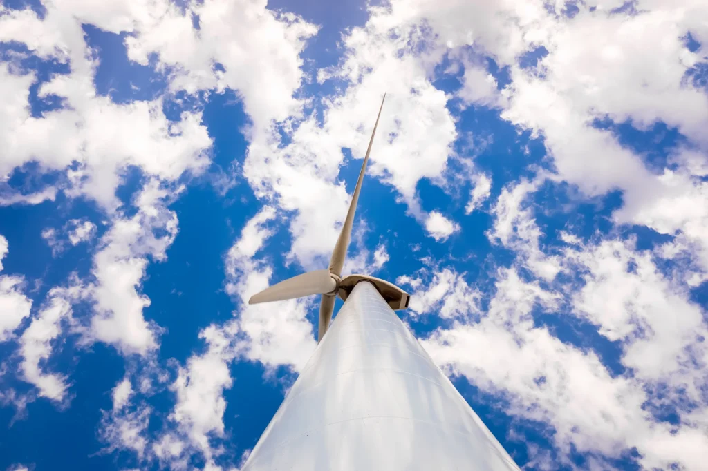 wind turbines with clouds